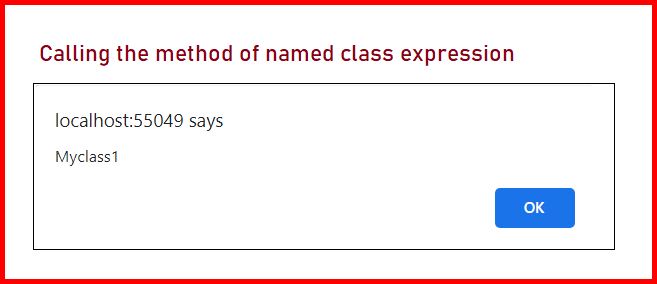 Picture showing the output of class expression in JavaScript